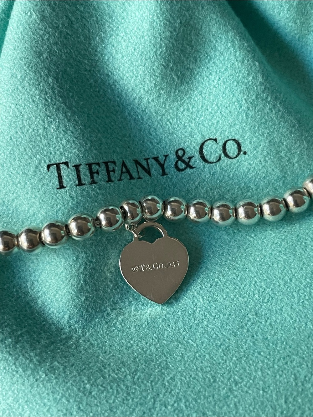 Tiffany & Co. Silver Heart Tag Bead Bracelet - Picture 3 of 4